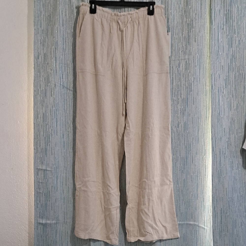 Haute Monde Tan Straight Leg Pants Relaxed Fit